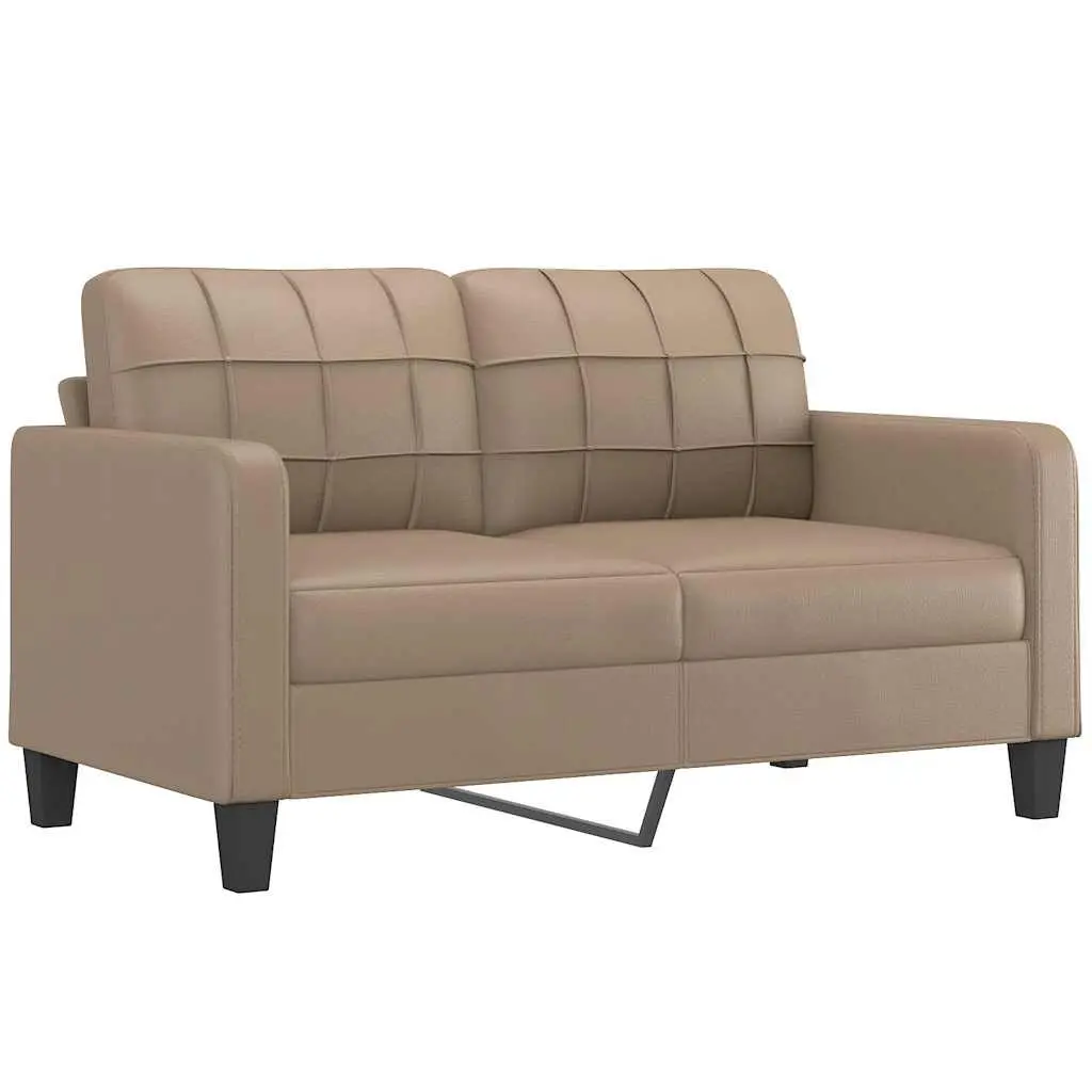 2-Seater Sofa Brown Faux Leather Lounge Couch Modern Living Room Furniture 140cm