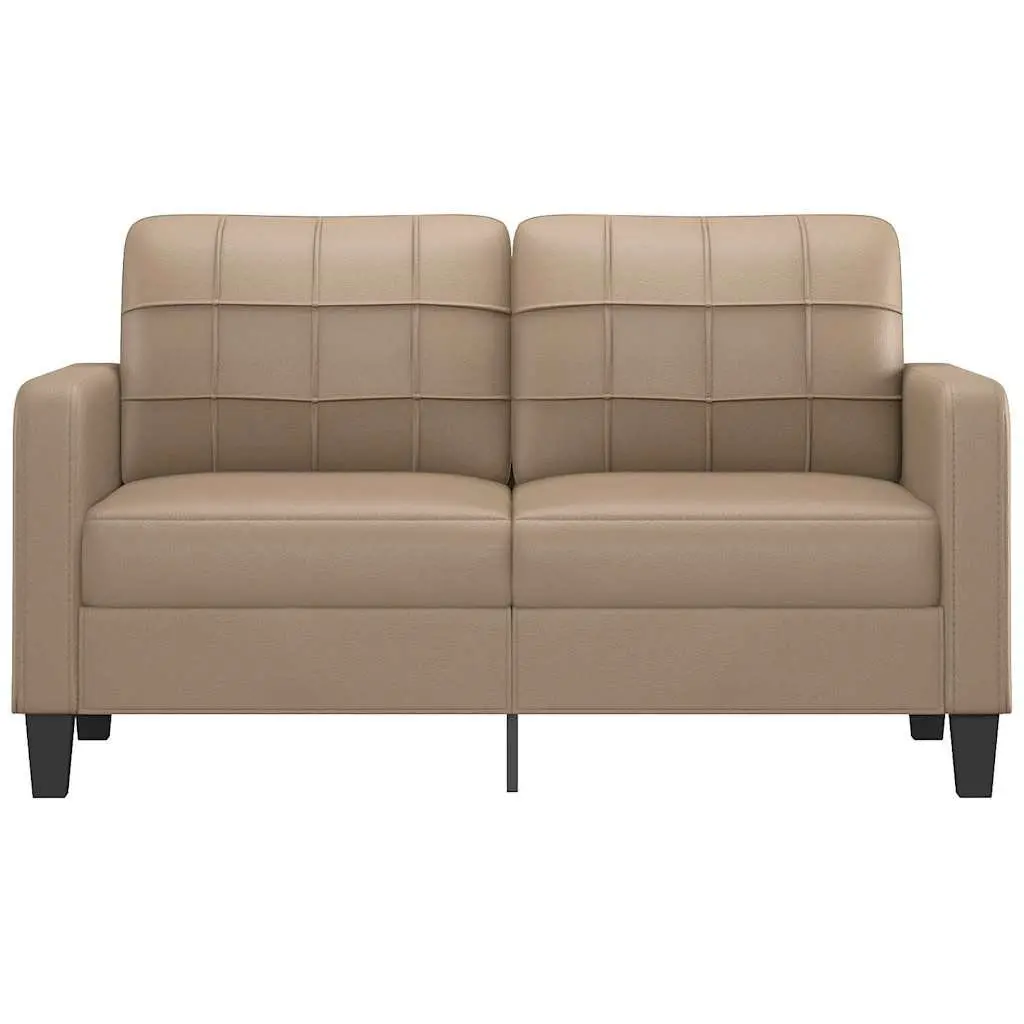 2-Seater Sofa Brown Faux Leather Lounge Couch Modern Living Room Furniture 140cm