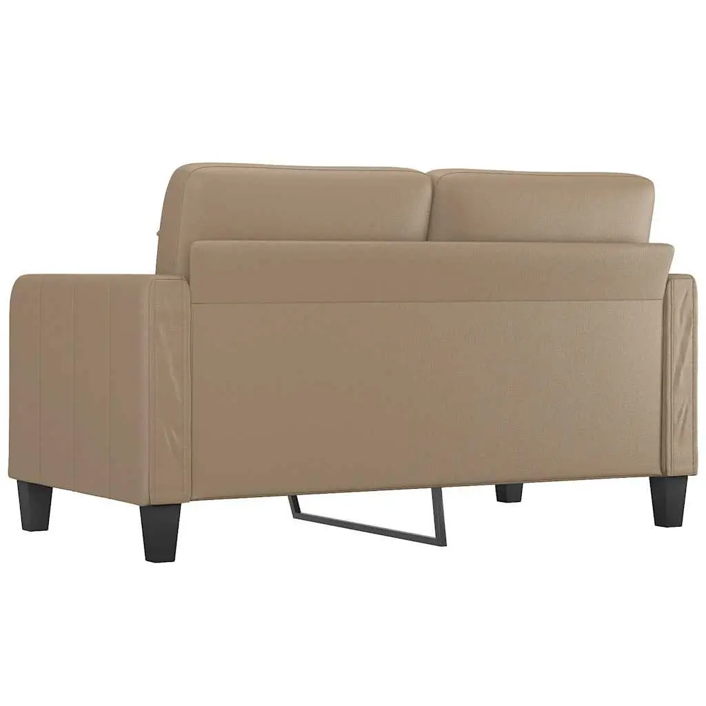 2-Seater Sofa Brown Faux Leather Lounge Couch Modern Living Room Furniture 140cm