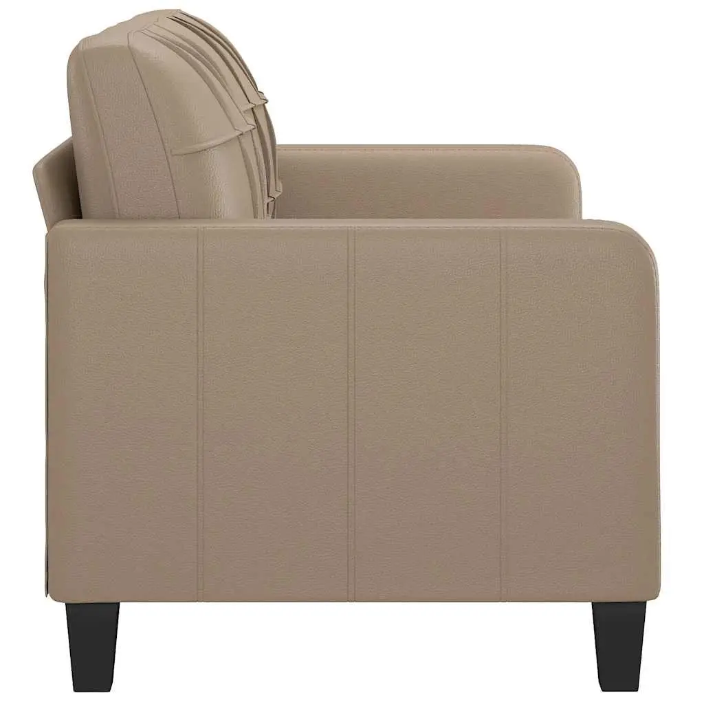 2-Seater Sofa Brown Faux Leather Lounge Couch Modern Living Room Furniture 140cm