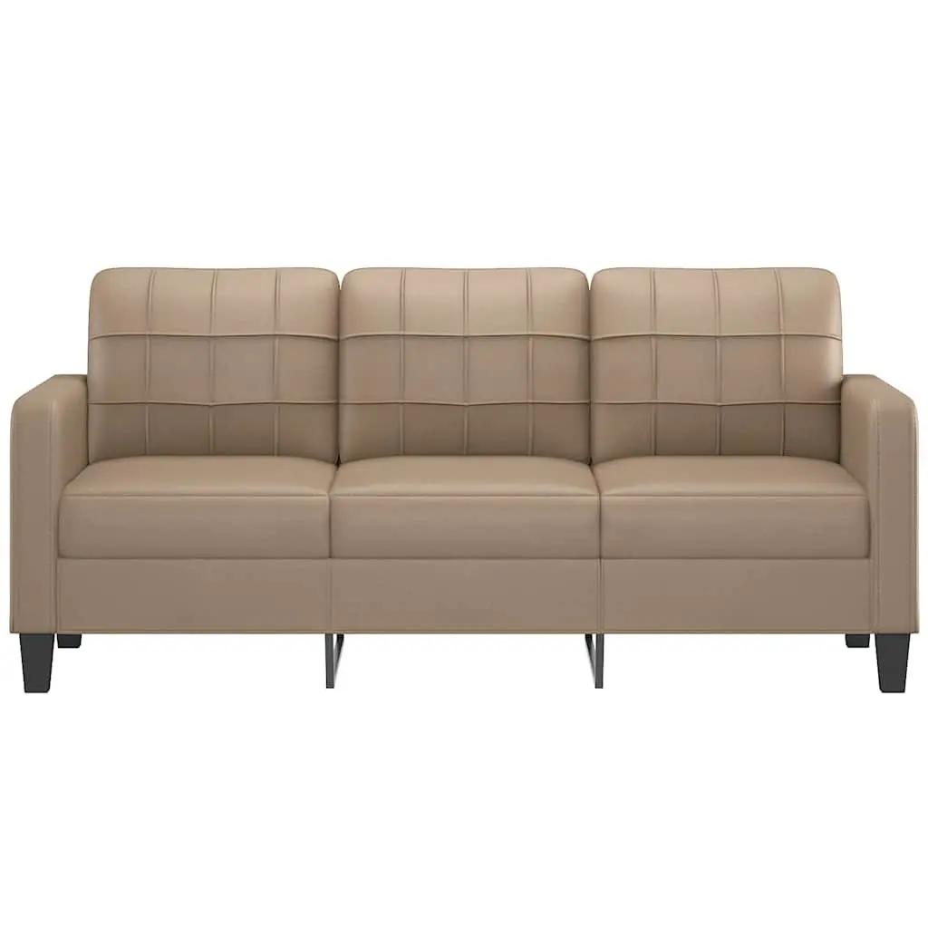 3-Seater Sofa 180cm Brown Faux Leather Lounge Couch Living Room Furniture