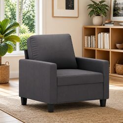 Faux Leather Sofa Chair Grey 60cm with Metal Frame