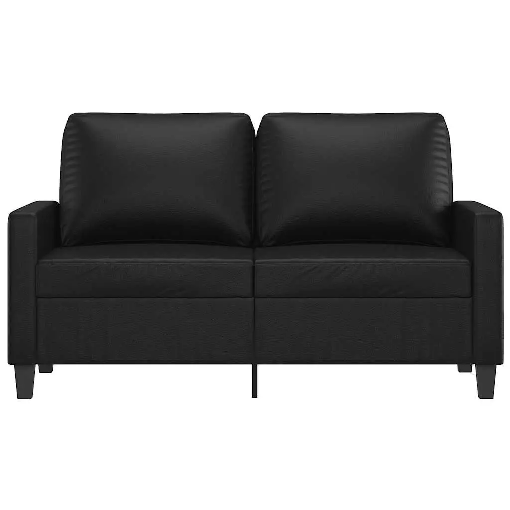 2-Seater Sofa Living Room Black 120cm Modern Couch Faux Leather