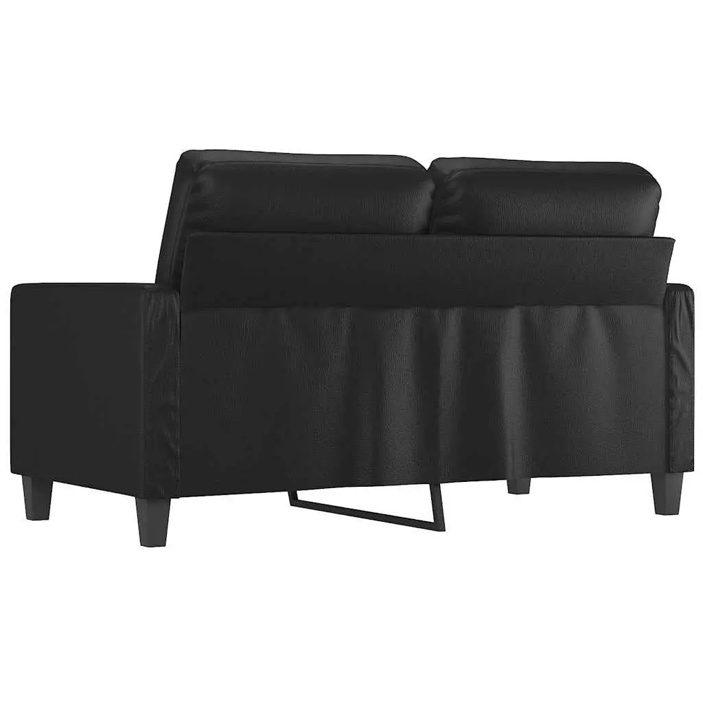 2-Seater Sofa Living Room Black 120cm Modern Couch Faux Leather