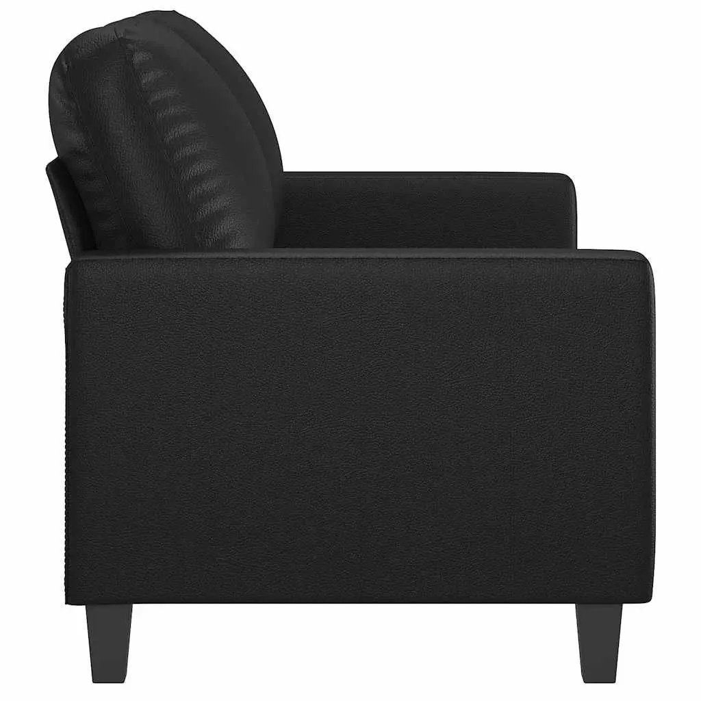 2-Seater Sofa Living Room Black 120cm Modern Couch Faux Leather