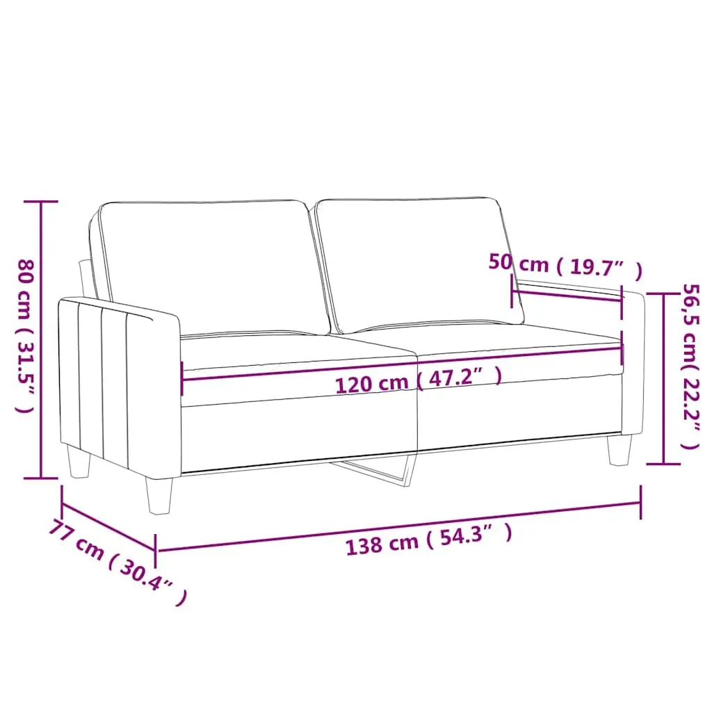 2-Seater Sofa Living Room Black 120cm Modern Couch Faux Leather