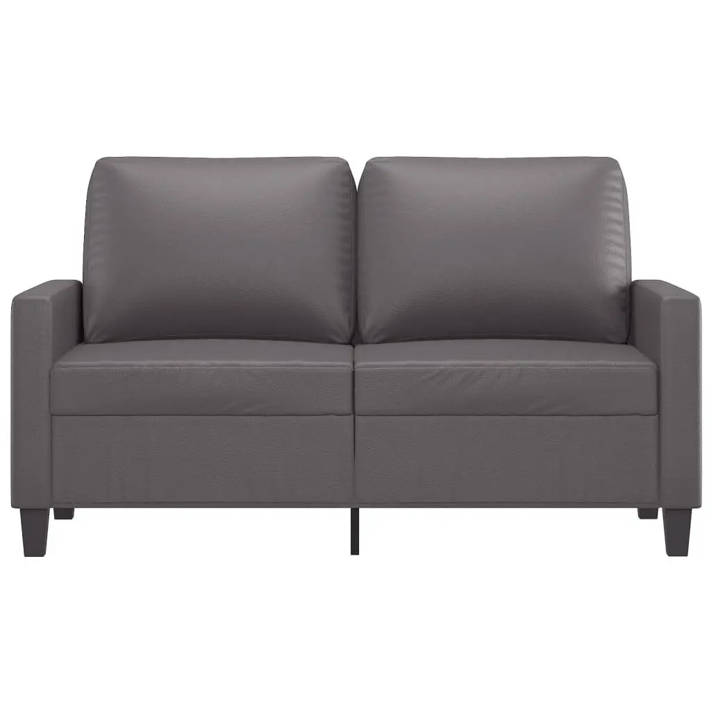 2-Seater Sofa Living Room Grey 120cm Modern Faux Leather Furniture