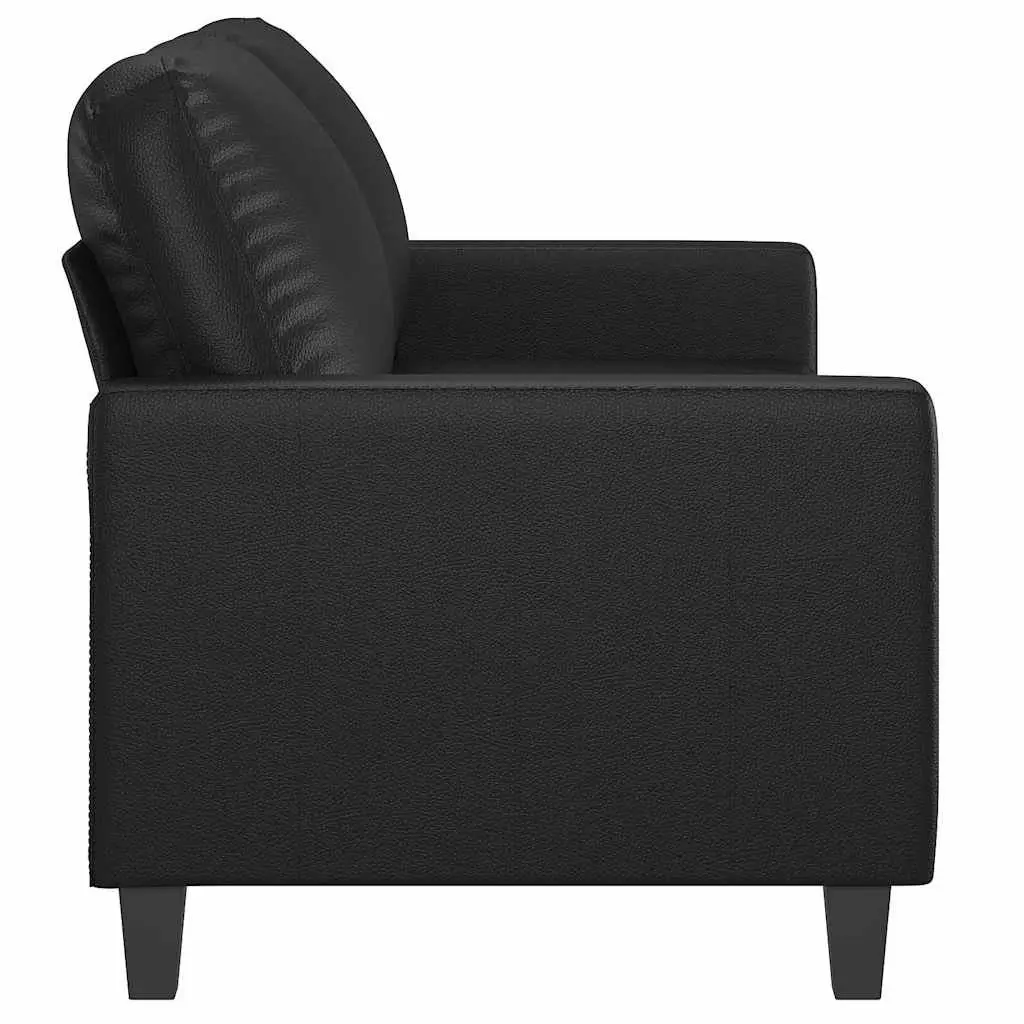 2-Seater Sofa for Lounge Black 140cm Modern Couch Faux Leather