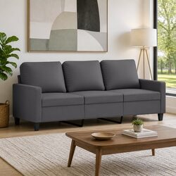 Specifications of 3-Seater Grey Faux Leather Sofa