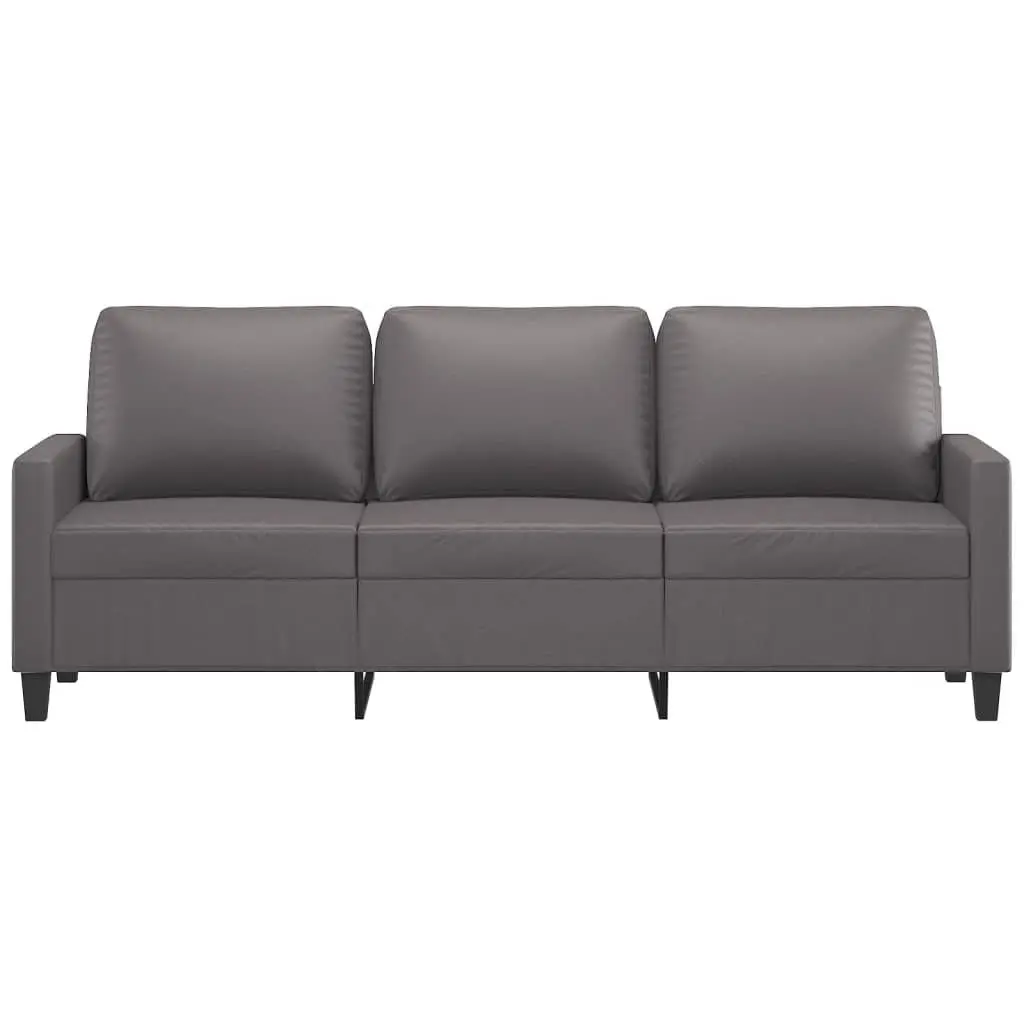 180cmFauxLeather3SeaterSofaGreyforLivingRoomFurniture