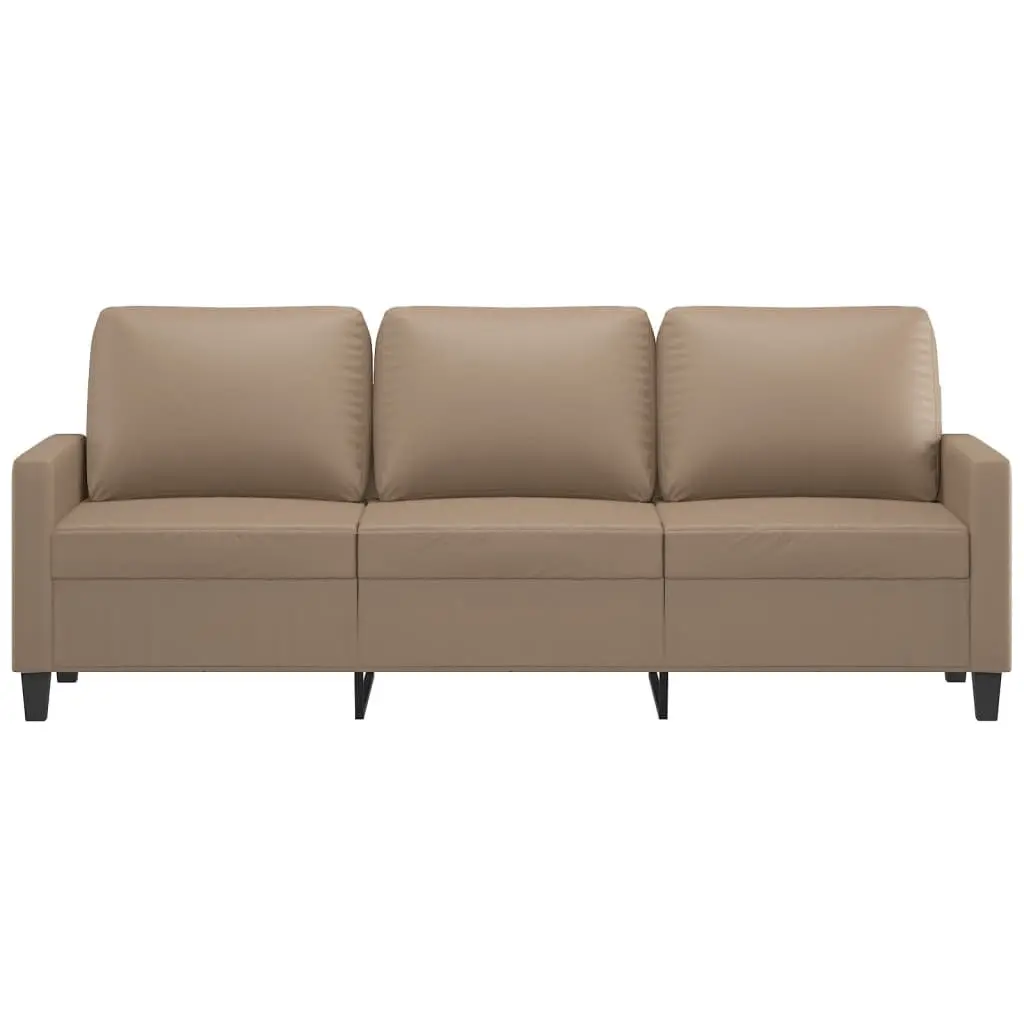 3-Seater Sofa Living Room Brown Faux Leather 180cm