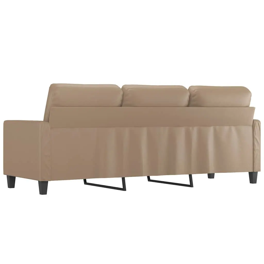3-Seater Sofa Living Room Brown Faux Leather 180cm