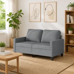 2-Seater Sofa Specifications: 120cm Grey Fabric Couch