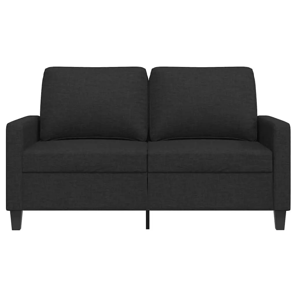 2-Seater Sofa Living Room Black Fabric 120cm Modern Couch Padded Armrests