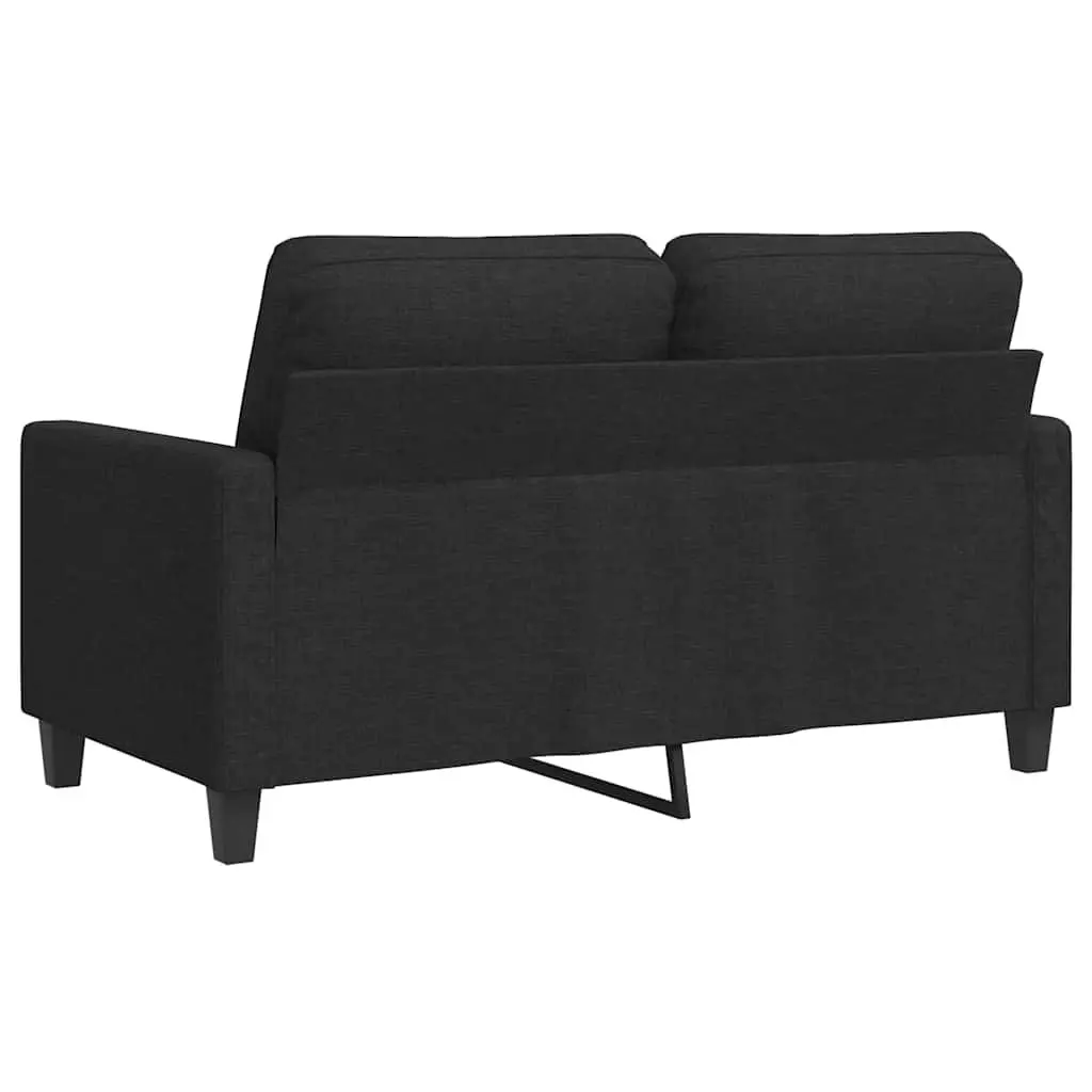 2-Seater Sofa Living Room Black Fabric 120cm Modern Couch Padded Armrests