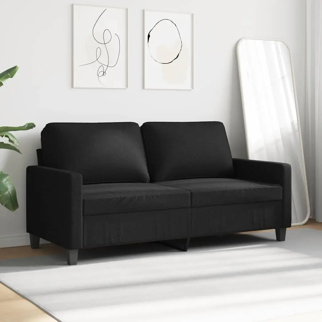 2-Seater Sofa Living Room Black 140cm Fabric