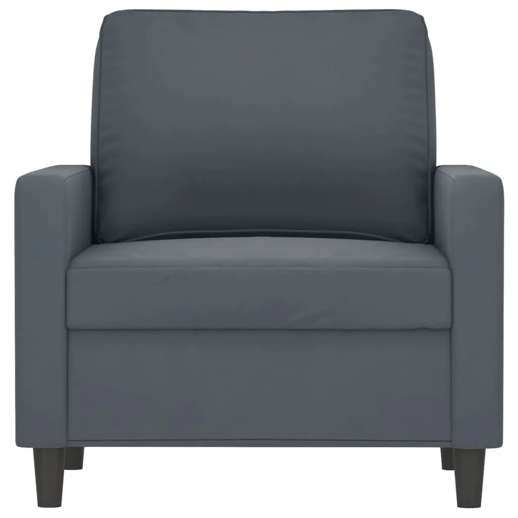 Sofa Chair Living Room Grey 60cm Velvet Padded Armchair