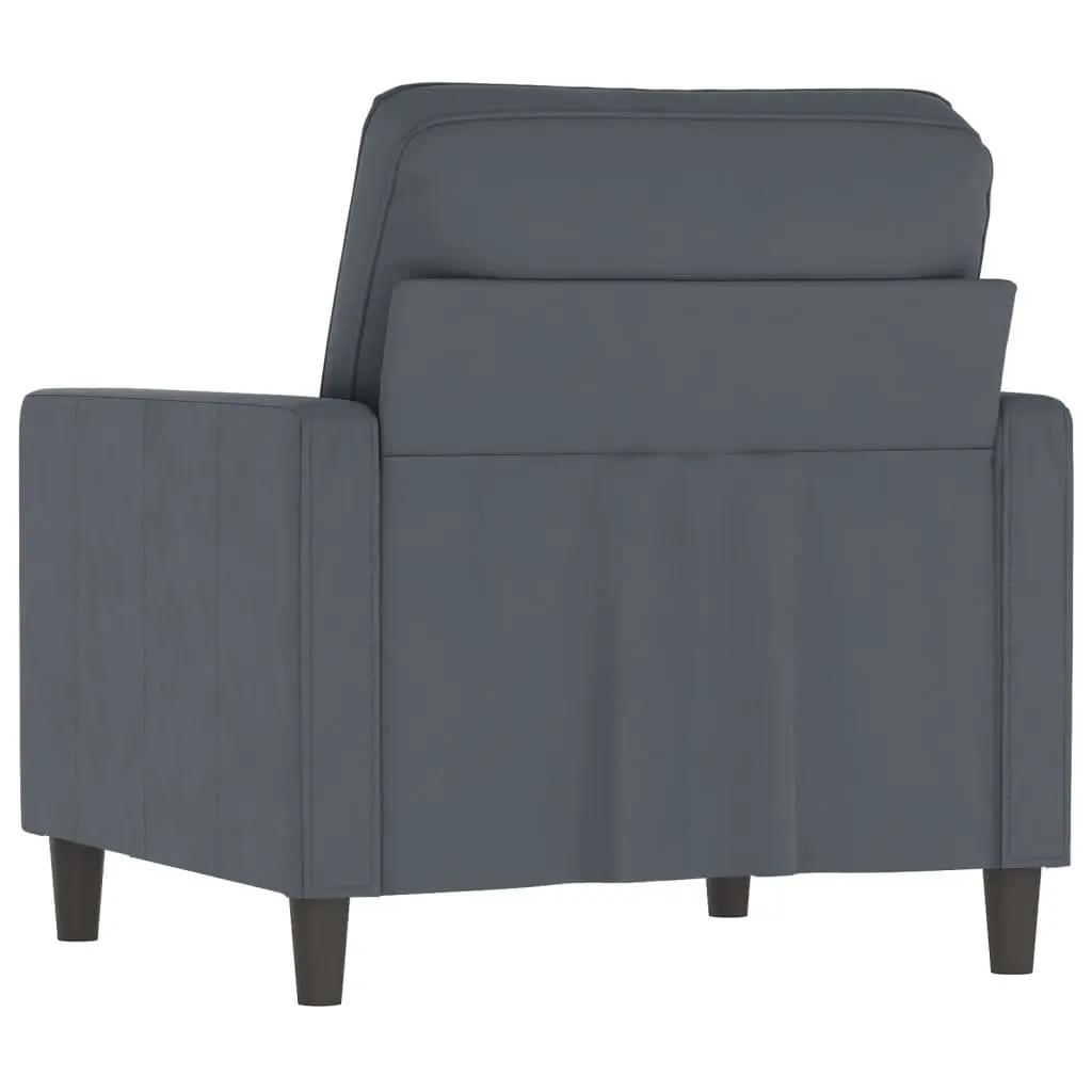 Sofa Chair Living Room Grey 60cm Velvet Padded Armchair