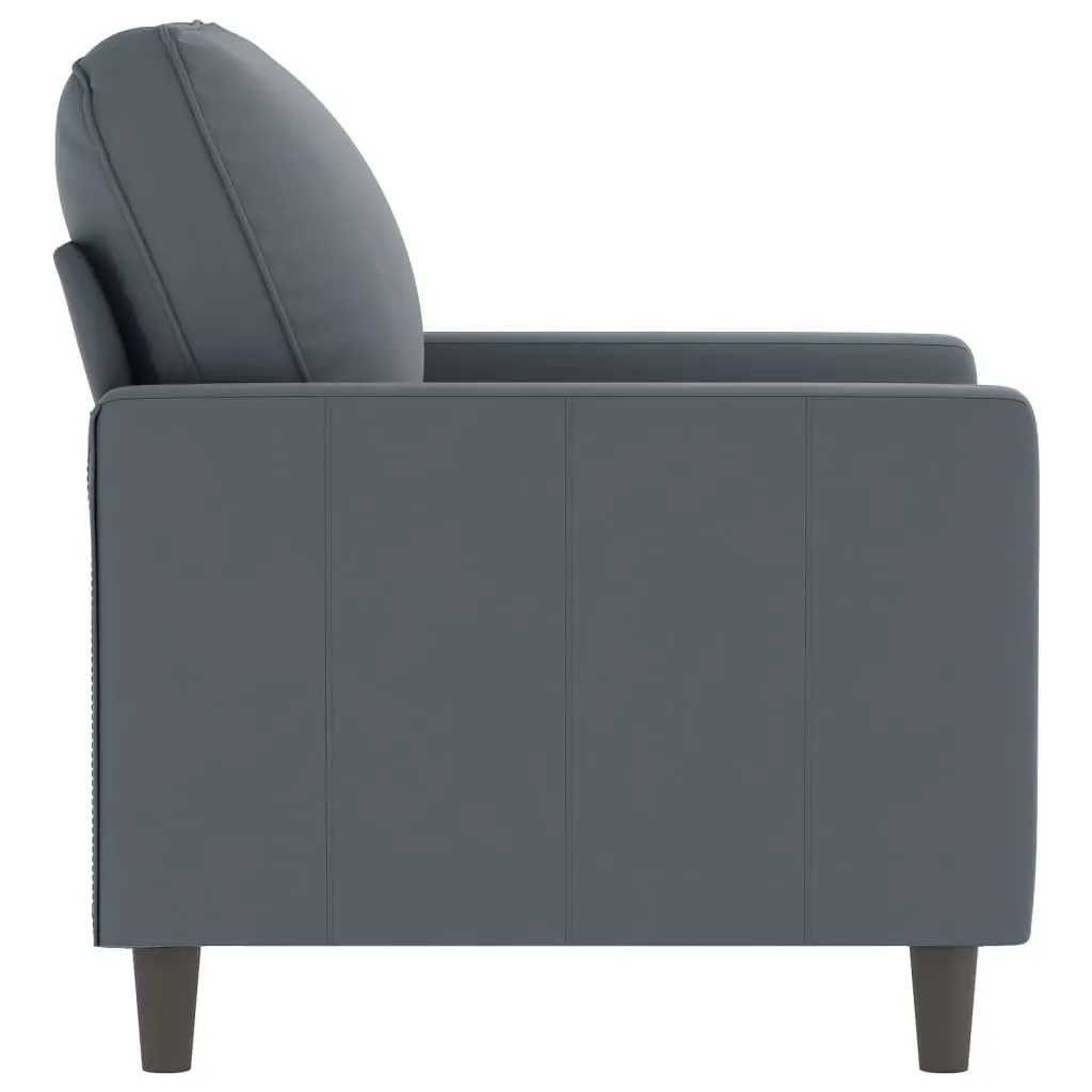 Sofa Chair Living Room Grey 60cm Velvet Padded Armchair