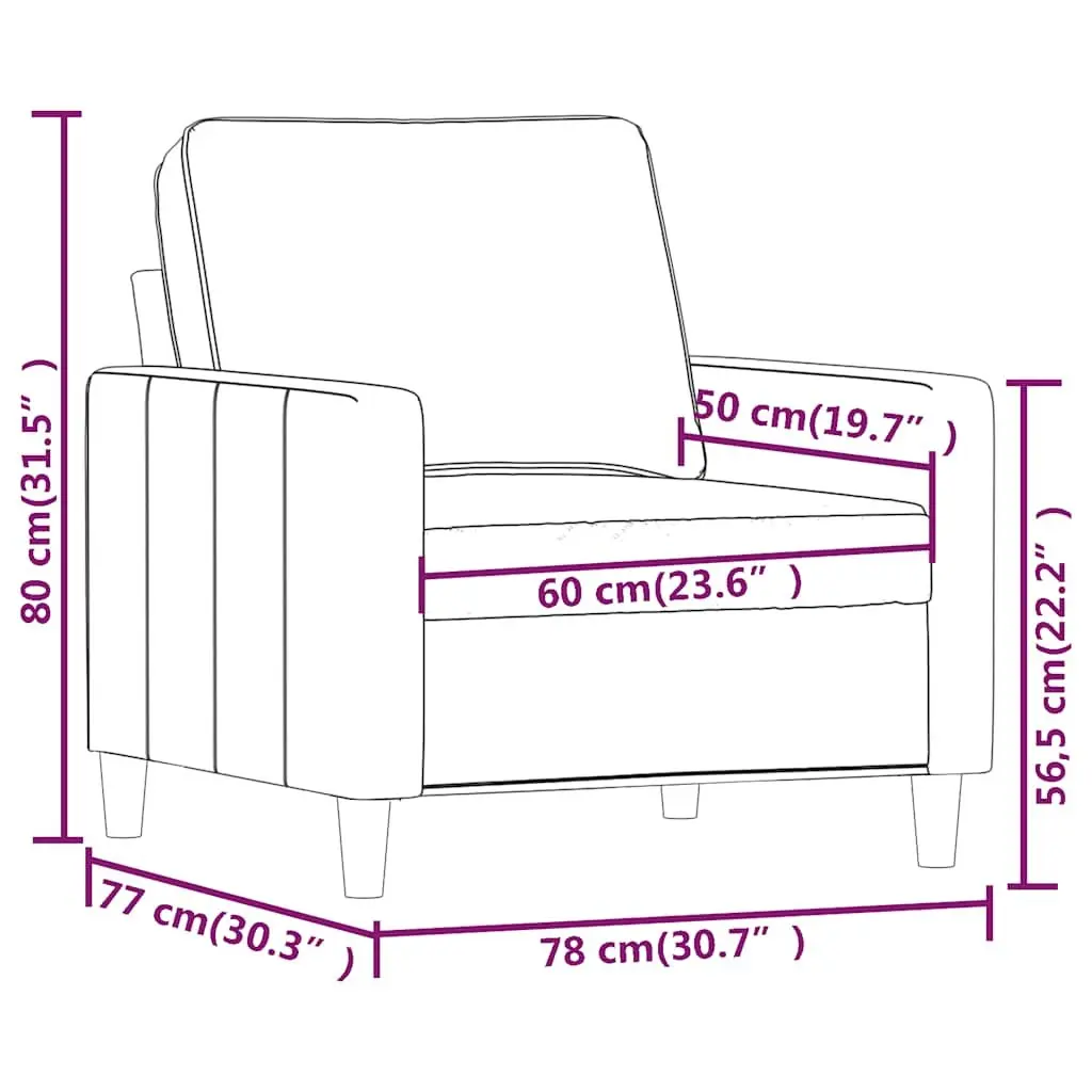 Black Velvet Sofa Chair 60cm Modern Accent Armchair Lounge Seat Furniture
