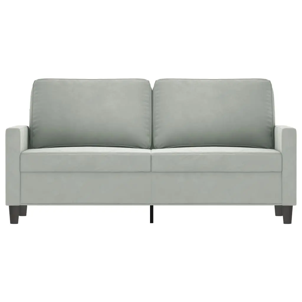 2-Seater Sofa Living Room Grey Velvet 140cm Modern Couch