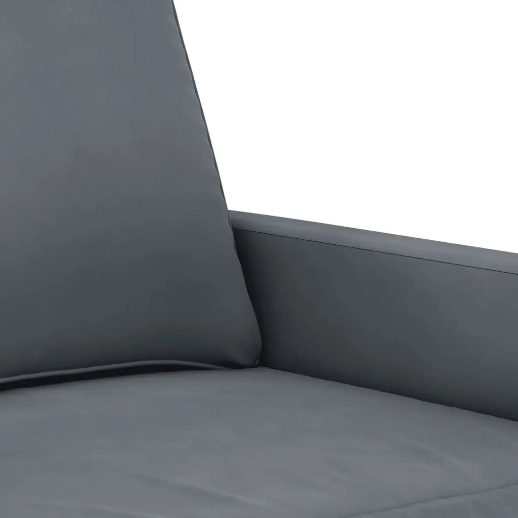 2-Seater Sofa Living Room Grey Velvet 140cm Modern Couch Padded Armrests
