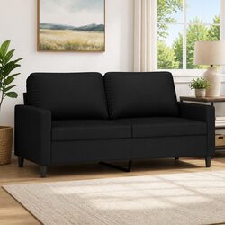 2-Seater Velvet Sofa Dimensions: 140cm, Black Upholstery