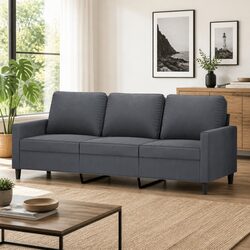 3-Seater Sofa Dimensions: 180cm Grey Velvet Couch