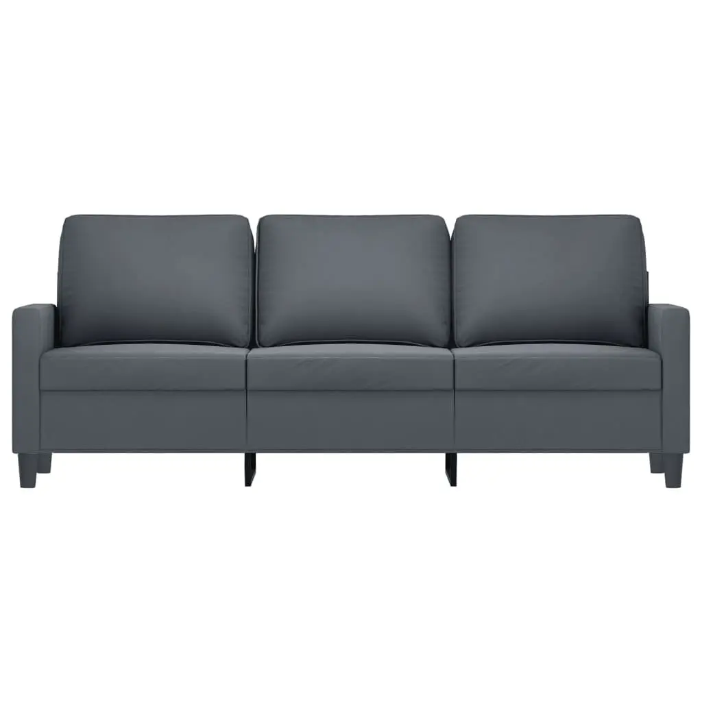 3-Seater Sofa Grey Velvet 180cm Modern Living Room Couch Padded Armrests