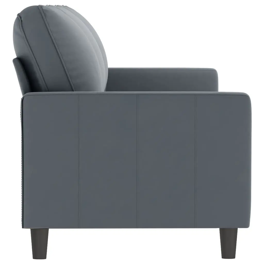 3-Seater Sofa Grey Velvet 180cm Modern Living Room Couch Padded Armrests