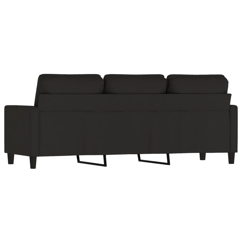 3-Seater Sofa Living Room Black 180cm Velvet Couch