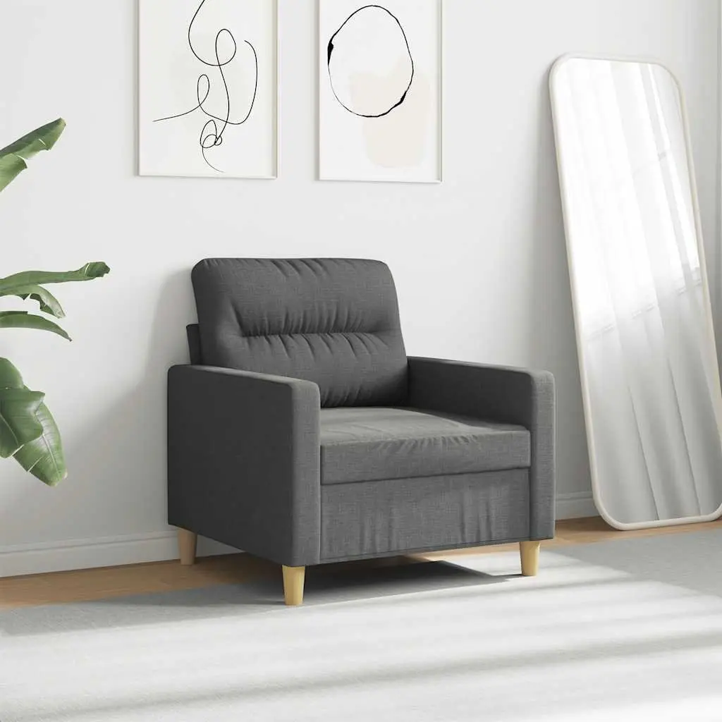 Grey Fabric Sofa Chair 60cm Compact Armchair Lounge Seat Living Room Furniture