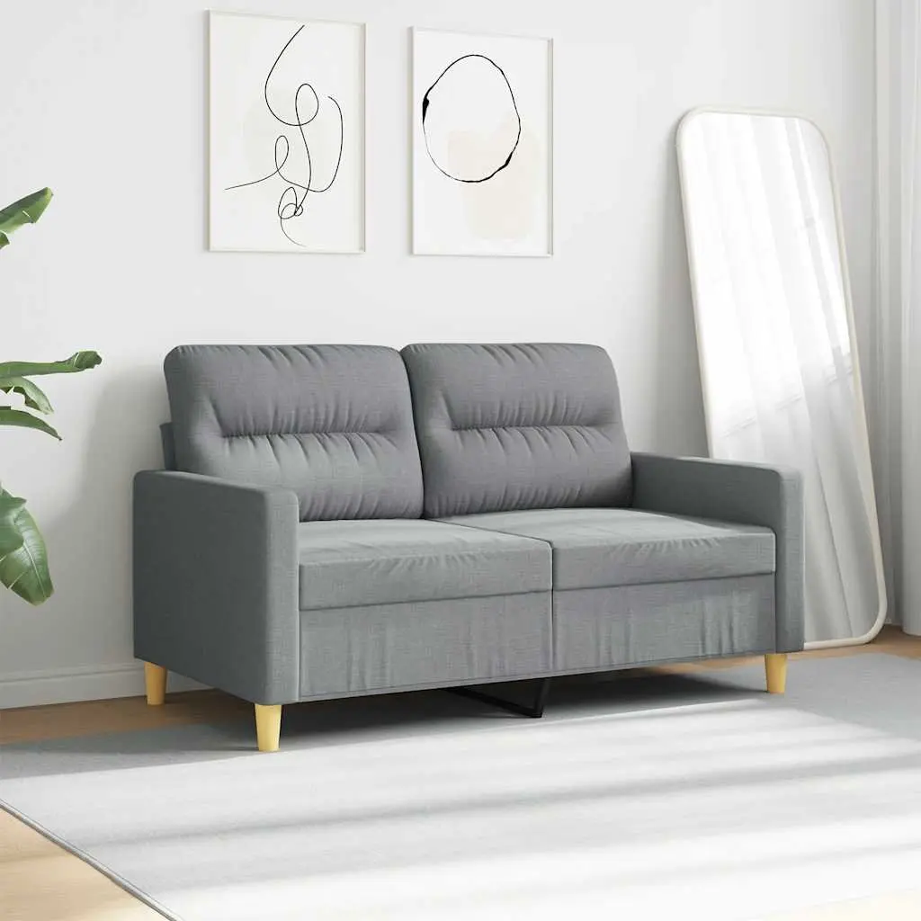 2-Seater Sofa Grey Fabric Living Room 120cm Upholstered Couch