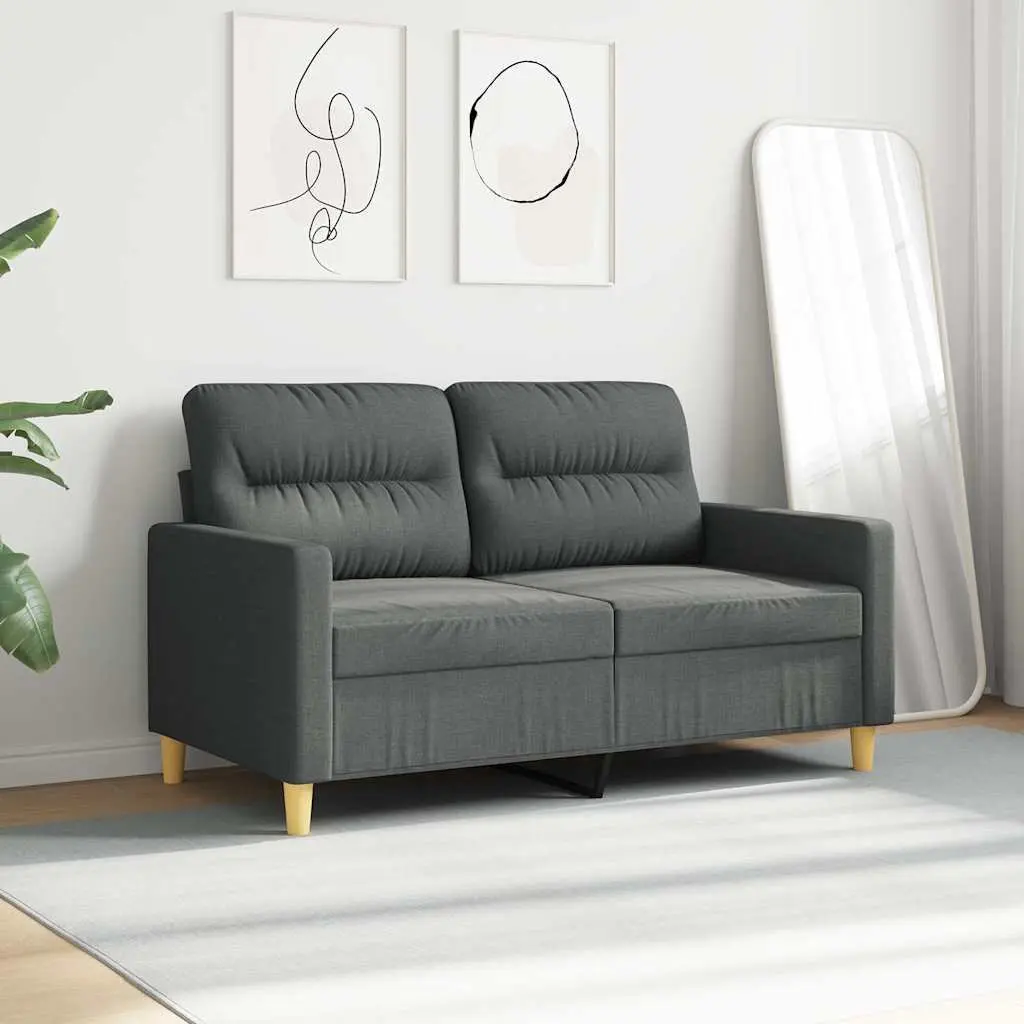 2-Seater Sofa Living Room Grey Fabric 120cm