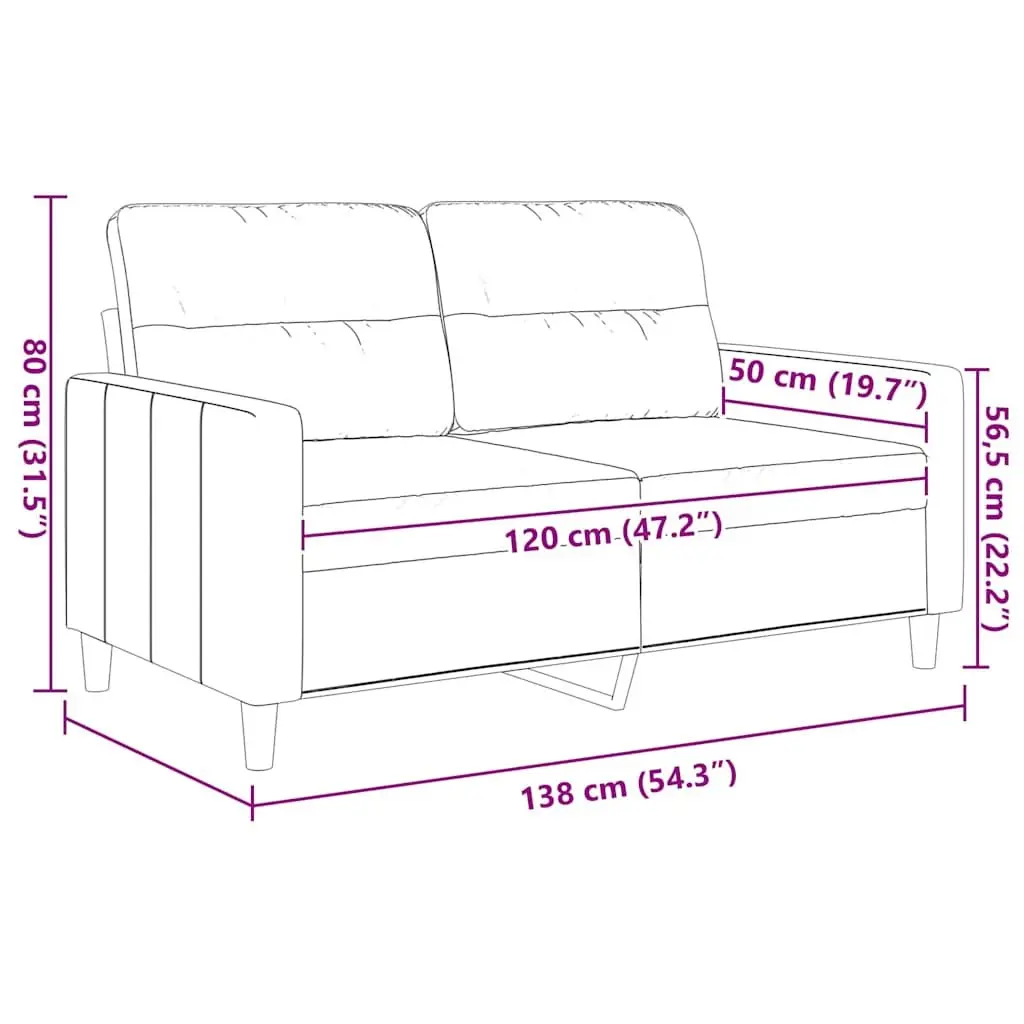 2-Seater Sofa Living Room Grey Fabric 120cm