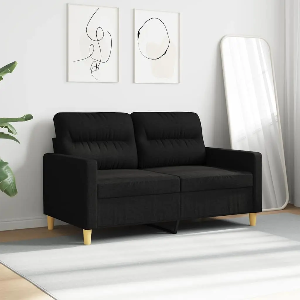 2-Seater Sofa Black Fabric Living Room Couch 120cm Modern Lounge Settee