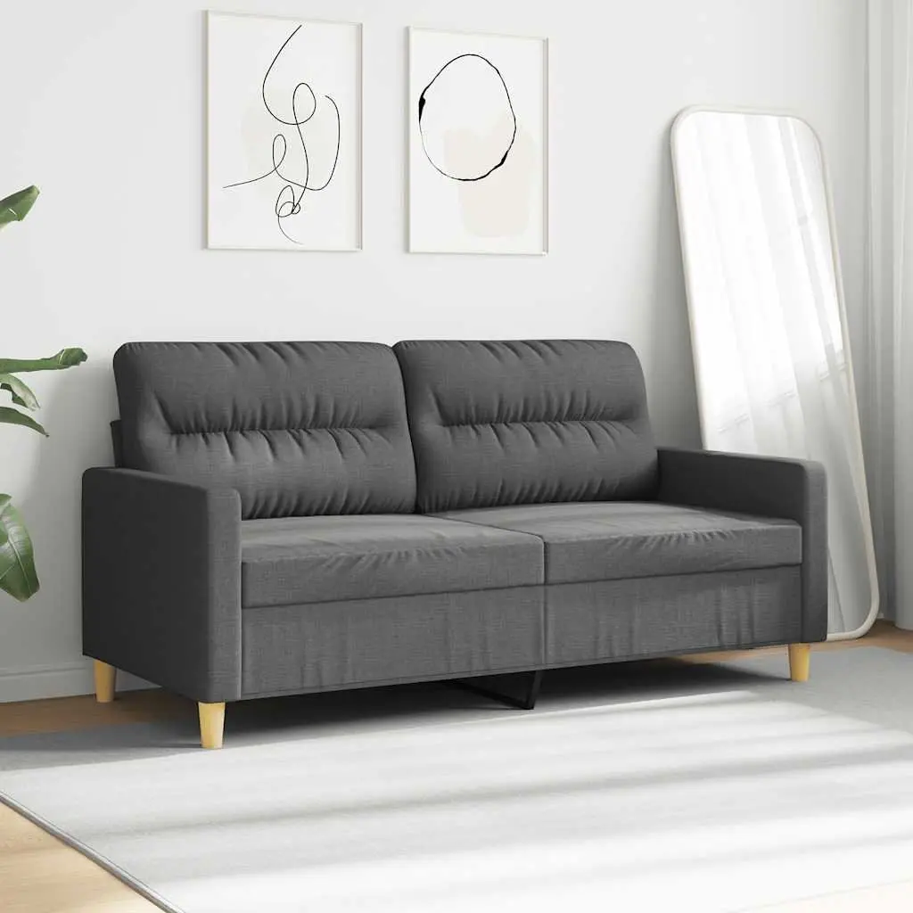 2-Seater Sofa Grey Fabric Lounge Couch