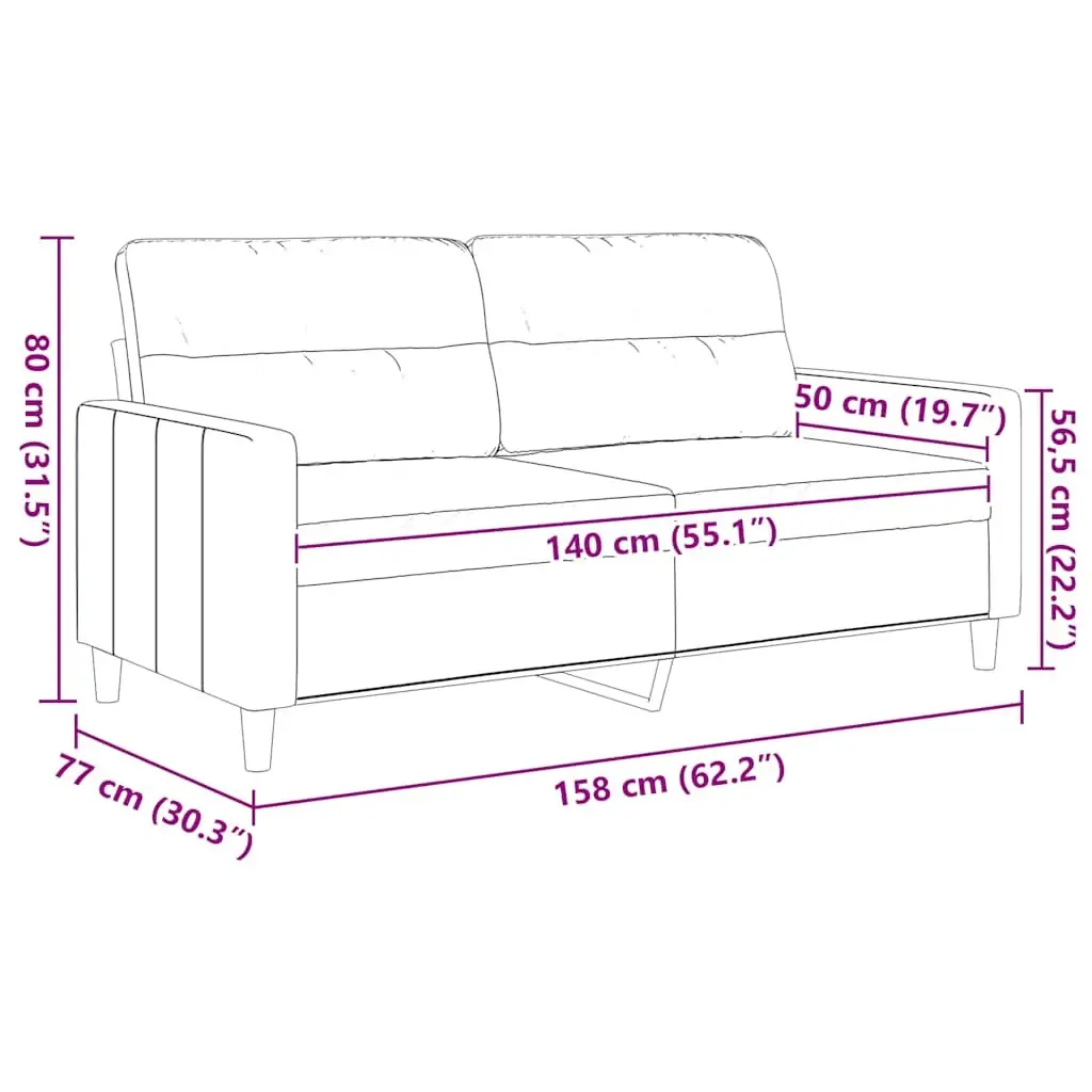 2-Seater Sofa Grey Fabric Lounge Couch