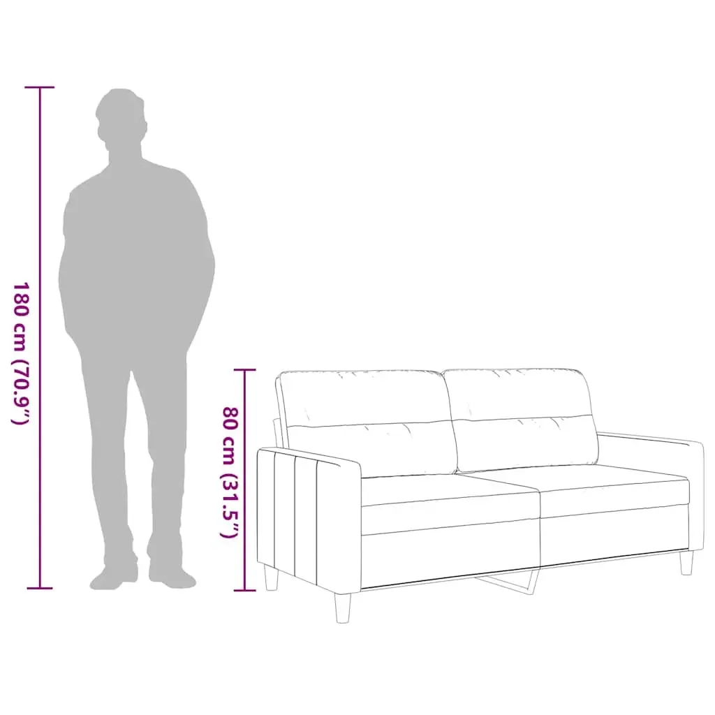 2-Seater Sofa Grey Fabric Lounge Couch