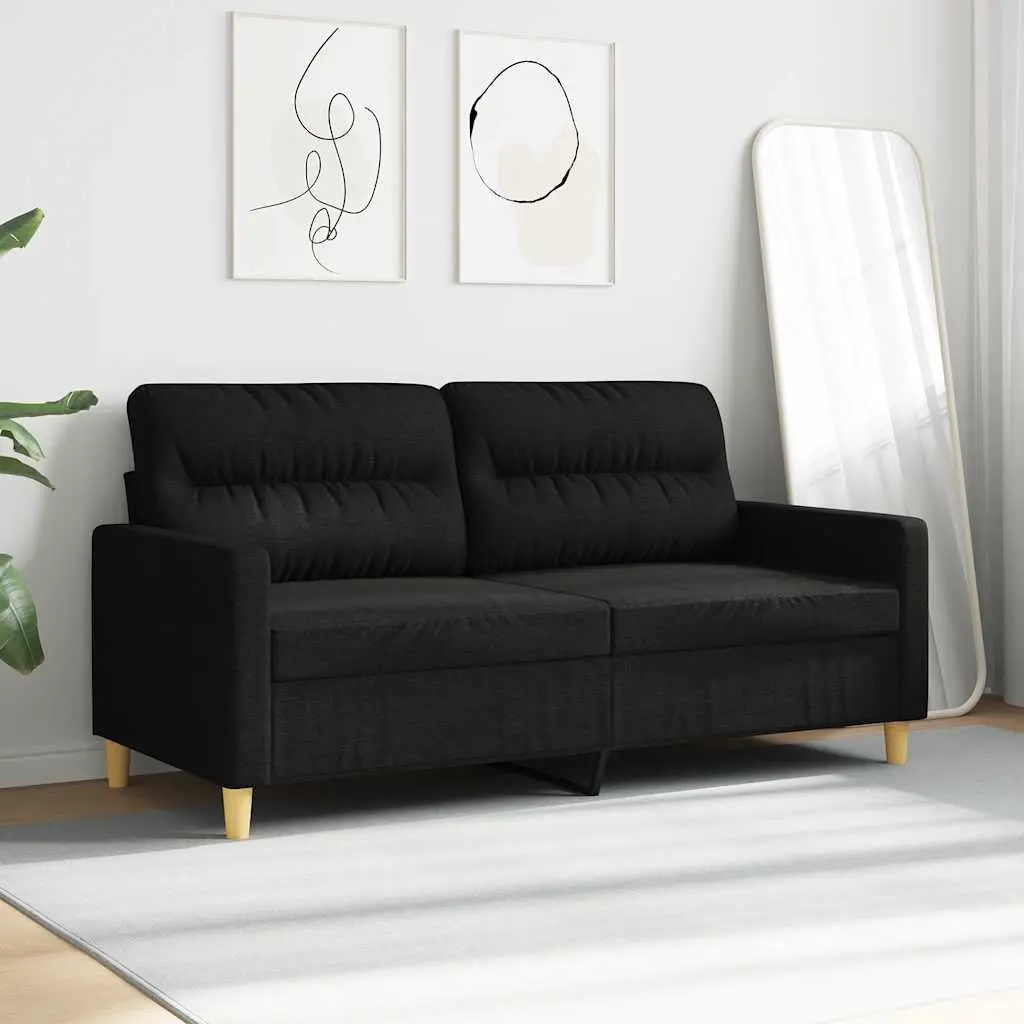 Black 2-Seater Sofa, 140cm Wide