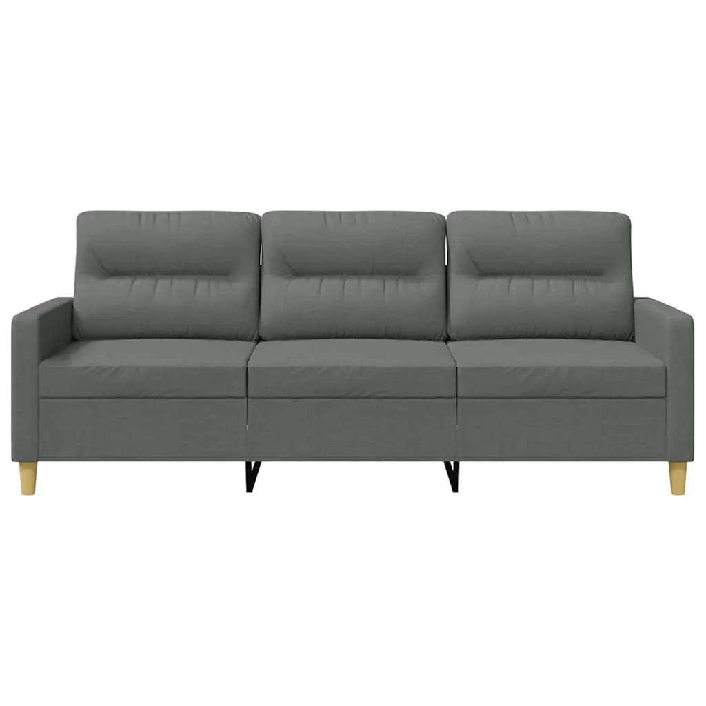 3-Seater Sofa Grey Fabric 180cm Modern Living Room Couch Lounge Seat Furniture
