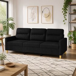 3-Seater Sofa Specifications: 180cm Black Upholstered Couch