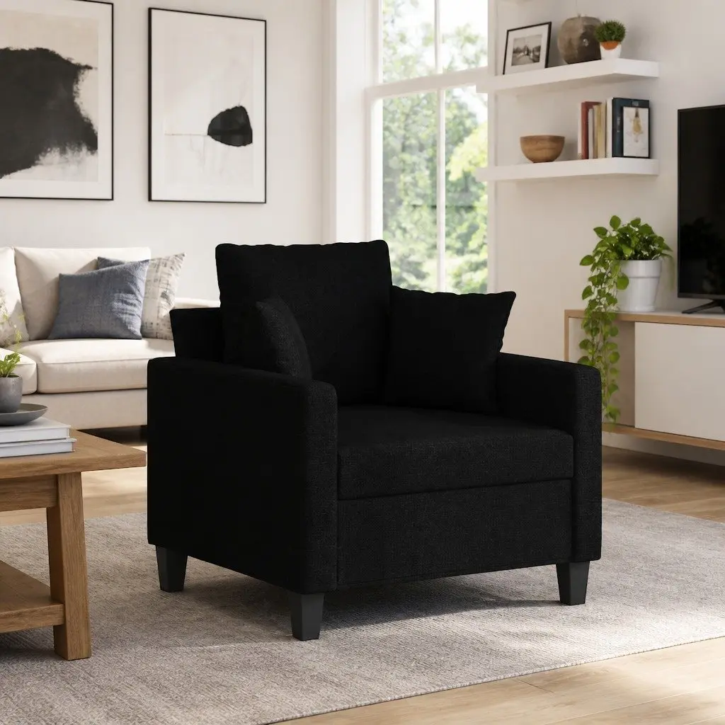 Fabric Sofa Chair for Living Room 60cm Black
