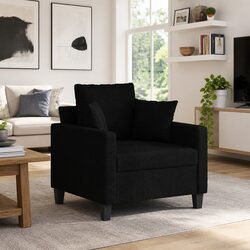 Black Fabric Sofa Chair 60cm Dimensions and Material Specs