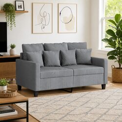 2-Seater Sofa Dimensions: 120cm Wide, Light Grey, Fabric Upholstery