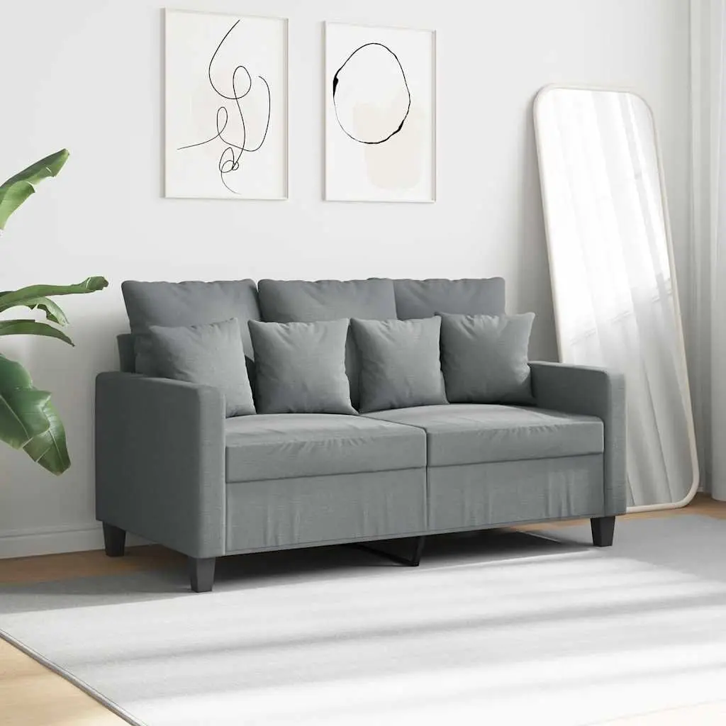 2-Seater Sofa Light Grey 120cm with Metal Frame