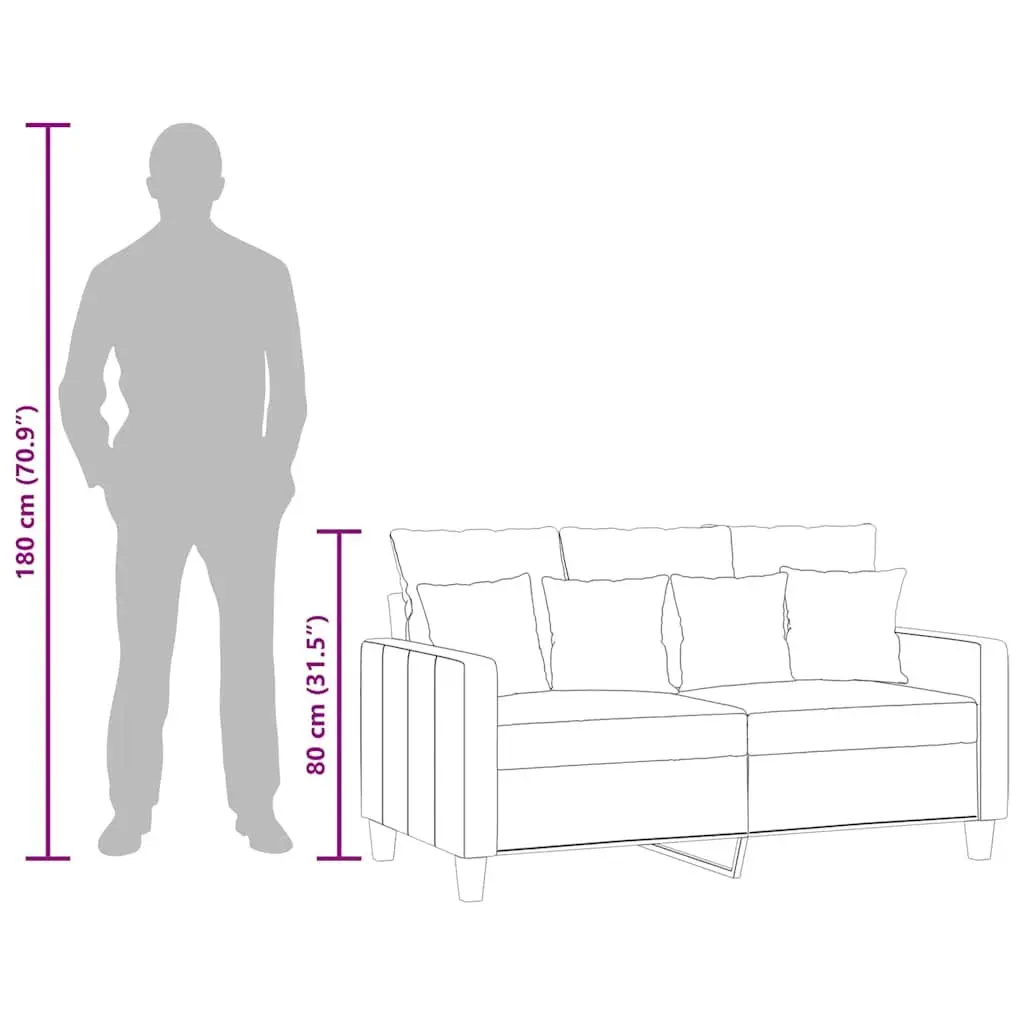 2-Seater Sofa Light Grey 120cm with Metal Frame