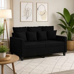2-Seater Sofa Black 120cm Fabric Couch Living Room Lounge Furniture Settee