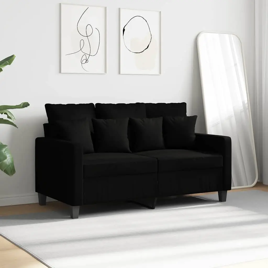 2-Seater Fabric Sofa, Black, 120cm Width