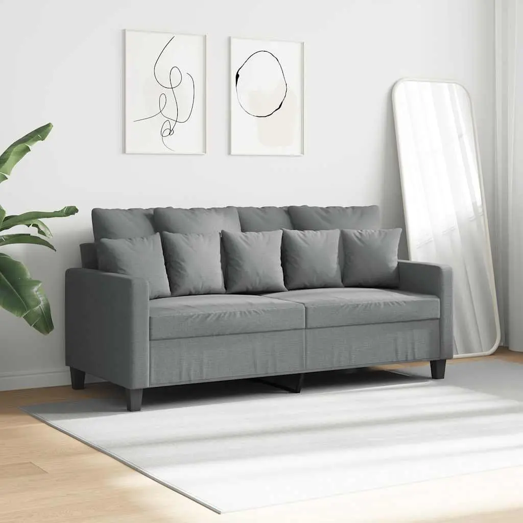 2-Seater Sofa Grey Fabric 140cm Living Room Couch Comfortable Armrest Backrest